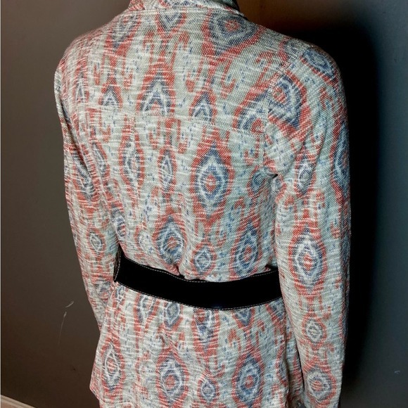 Lucky Brand cardigan women's medium southwestern print red blue grey lightweight - Picture 8 of 14